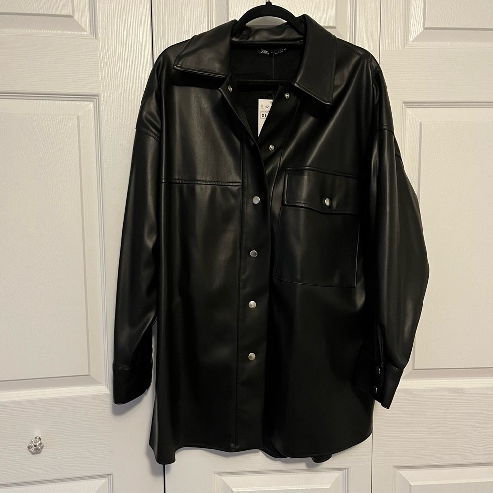 Zara Black Leather Shirt